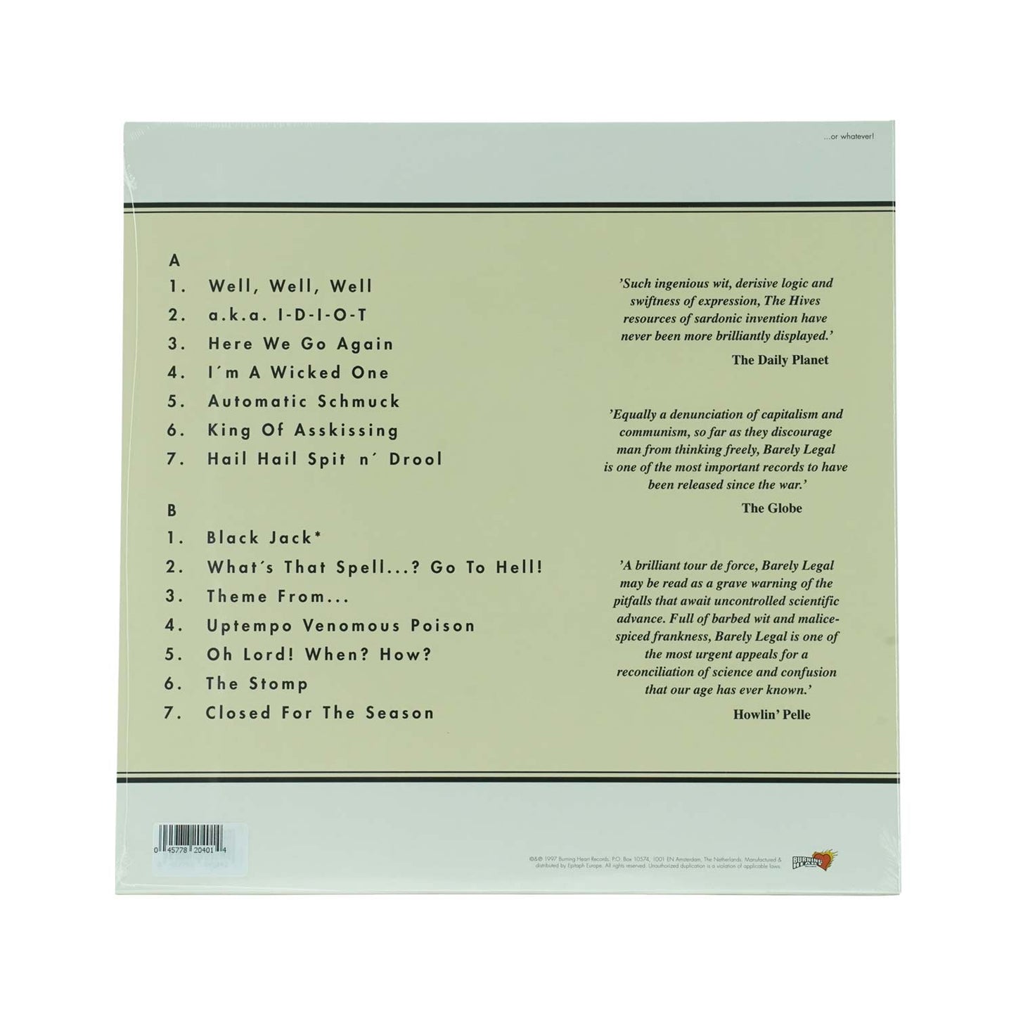 The Hives - Barely Legal LP (Black 180g) Vinyl