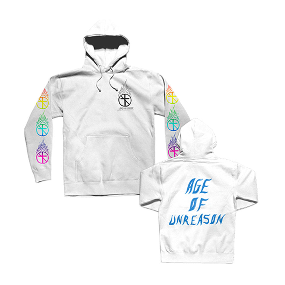 Bad Religion Flaming Crossbuster White Hooded Sweatshirt
