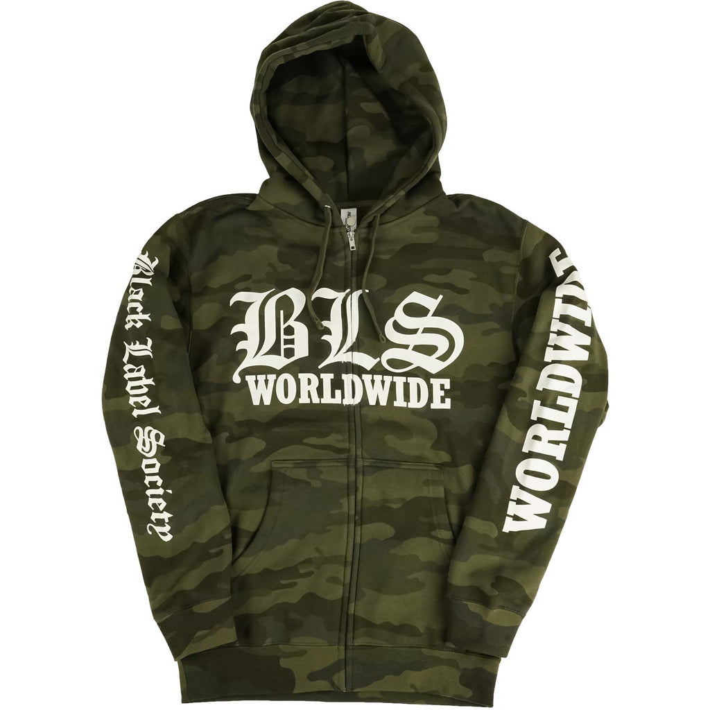 Black Label Society BLS Camo Zip Hoodie Zippered Hooded Sweatshirt