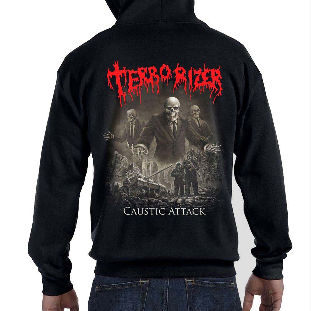 Logo Caustic Attack Zip Hoodie Zippered Hooded Sweatshirt