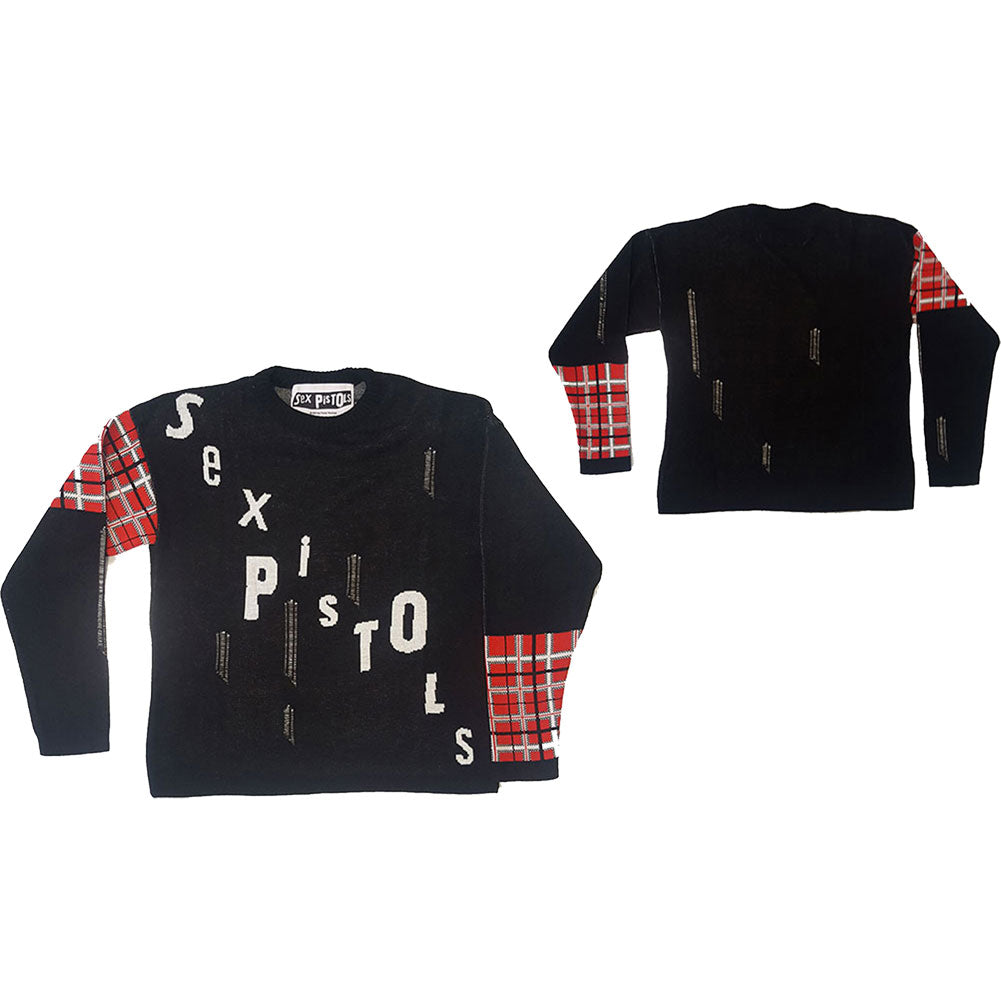 Sex Pistols Distressed Tartan Logo (Back Detail) Sweatshirt 428131 |  Rockabilia Merch Store