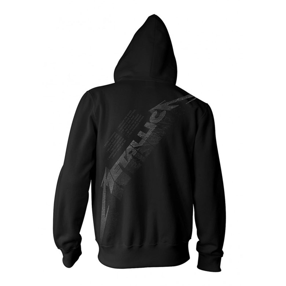 Black Album Burnished Zippered Hooded Sweatshirt