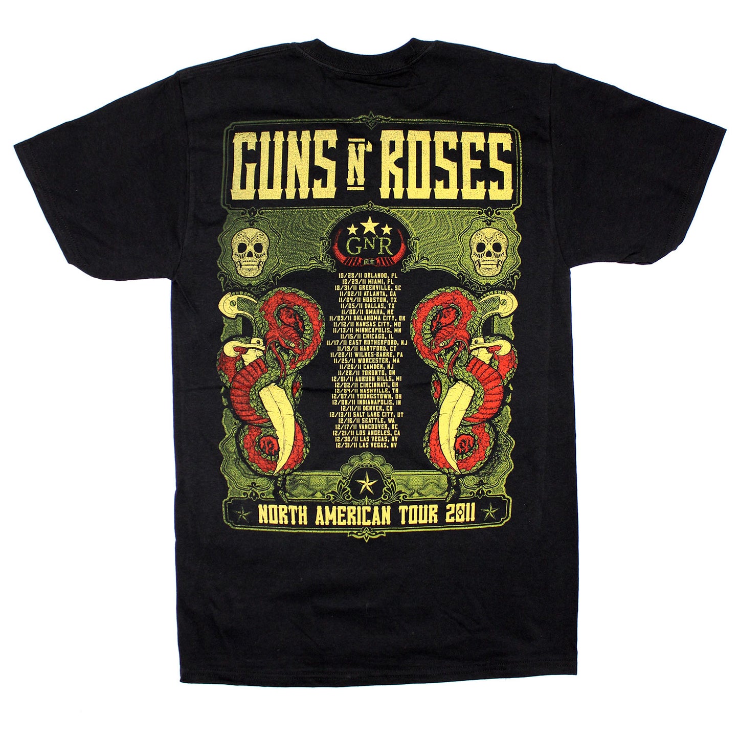 Guns N Roses North American Tour 2011 (Orlando - Las Vegas) T-shirt