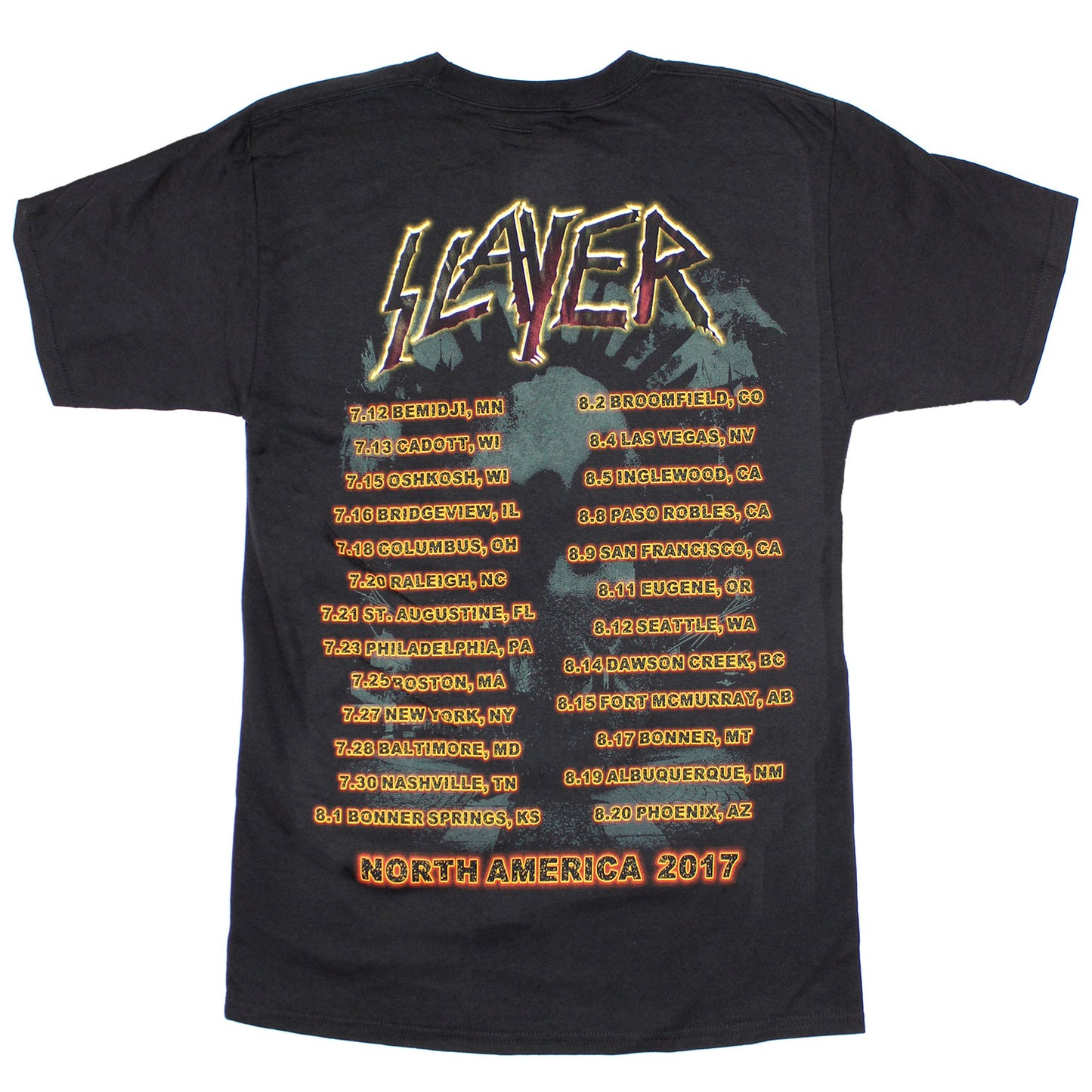 Slayer Burning Cross 2017 N.A. Tour Tee T-shirt