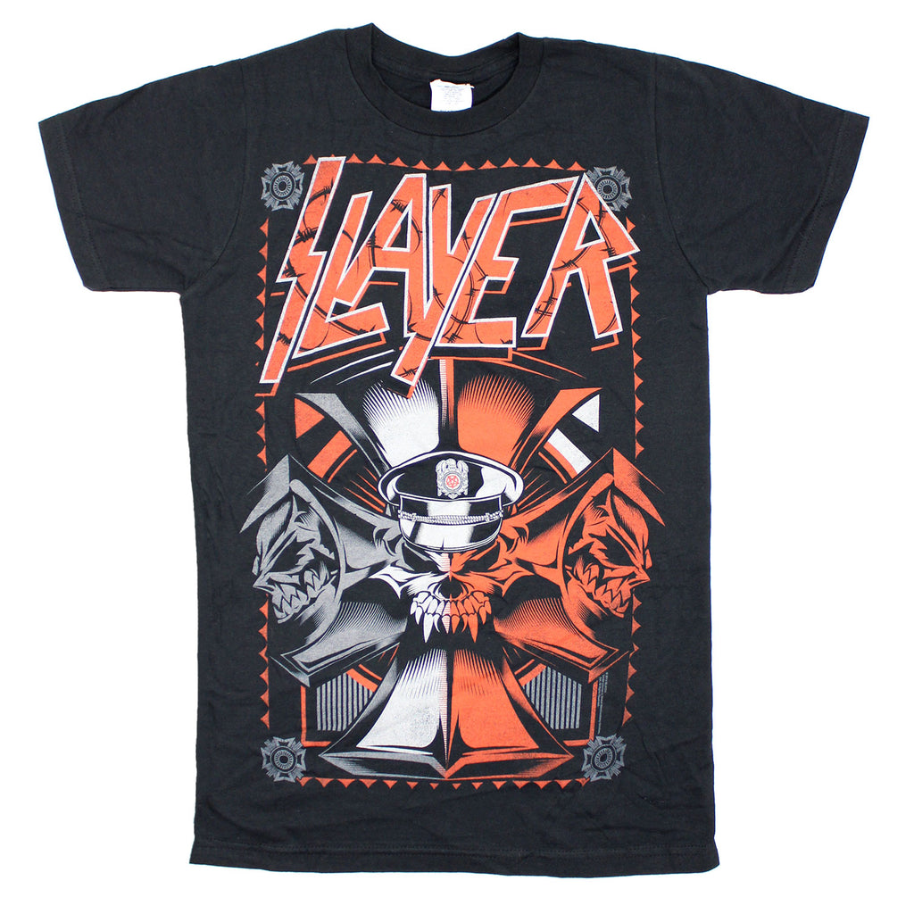 Slayer Grey Red Iron Cross T-shirt 441343 | Rockabilia