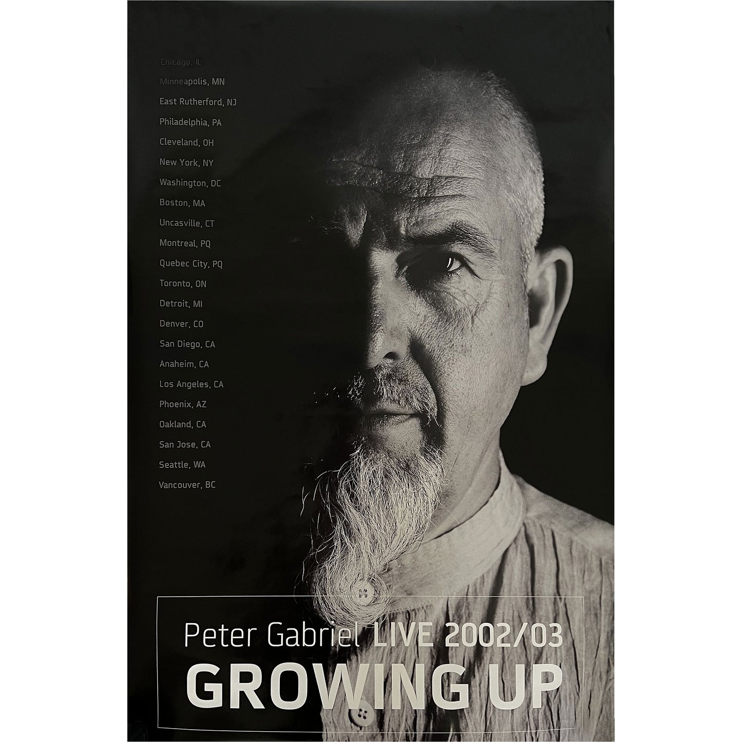 Peter Gabriel Live 2001-03 Growing Up Tour Dates Domestic Poster