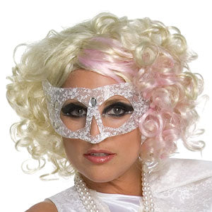 Lady Gaga Curly Blonde/Pink Wig Costume Accessory Front