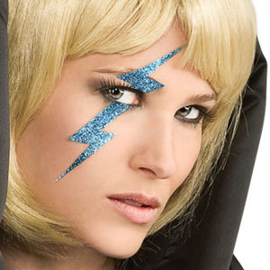 Lady Gaga Blue Lightning Bolt Decal Costume Accessory Front