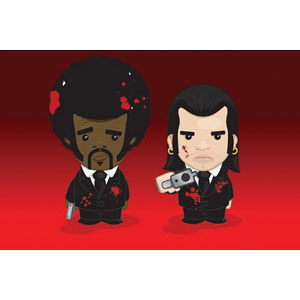 Pulp Fiction Vincent And Jules Cartoon Domestic Poster Front
