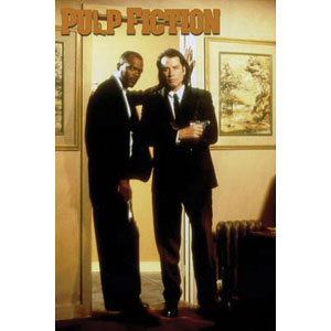Pulp Fiction John Travolta & Samuel L. Jackson In Doorway Domestic Poster Front