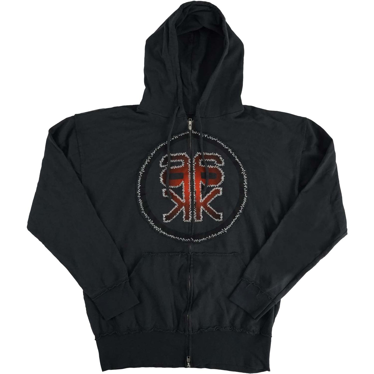 AK Logo Ragged Edged Stitched Zip Up Zippered Hooded Sweatshirt