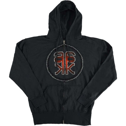 AK Logo Ragged Edged Stitched Zip Up Zippered Hooded Sweatshirt