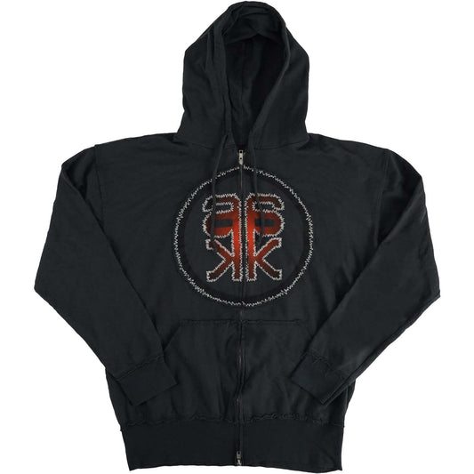 AK Logo Ragged Edged Stitched Zip Up Zippered Hooded Sweatshirt