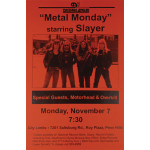 Slayer Metal Monday Concert Promo Poster Front