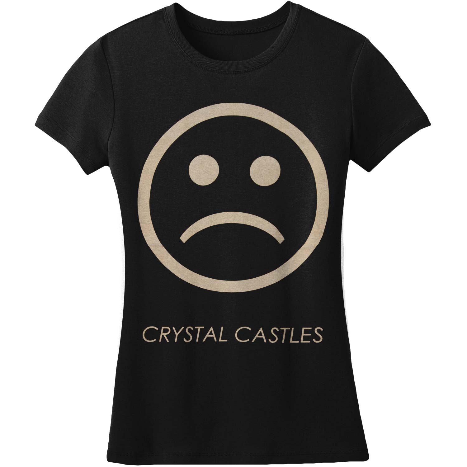 Crystal Castles Girl's Sad Face on Black Junior Top Front