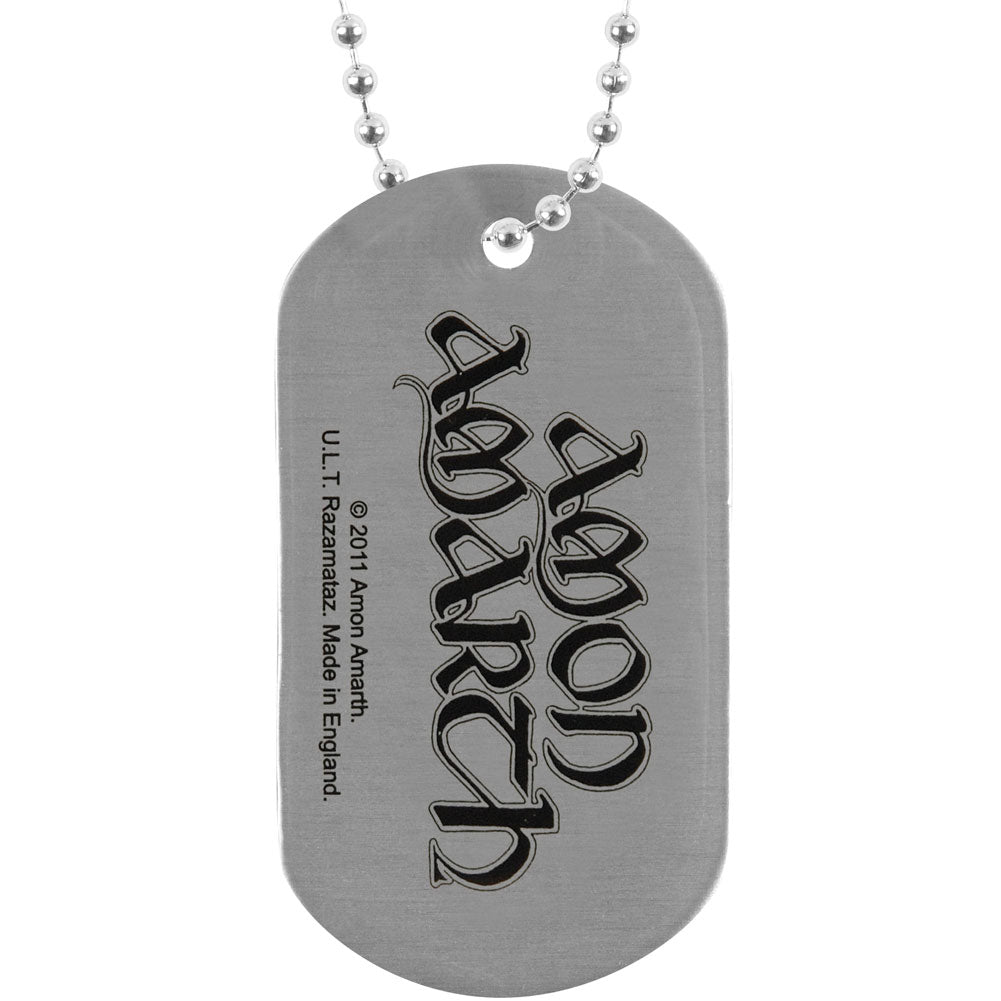 Amon Amarth Bearded Skull Dog Tag Necklace Back