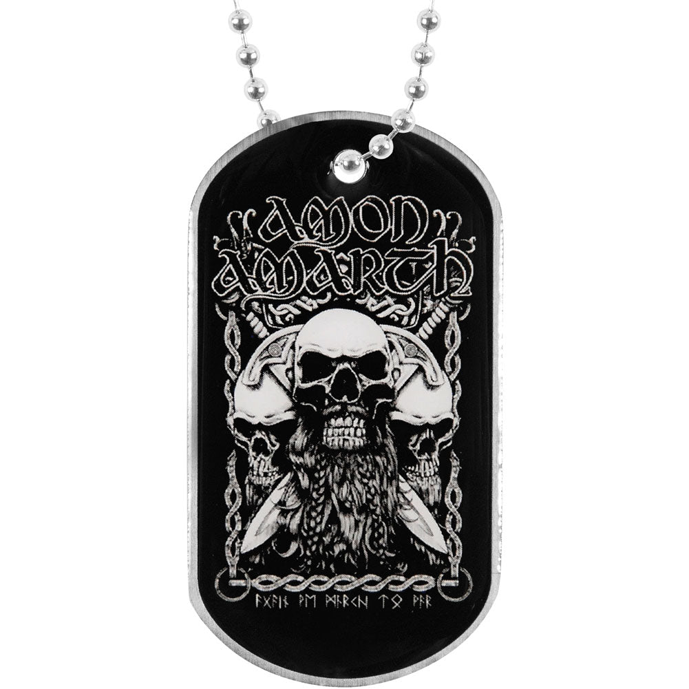 Amon Amarth Bearded Skull Dog Tag Necklace Front