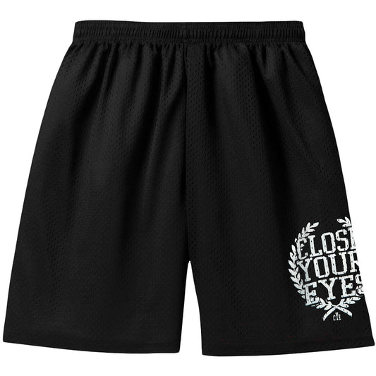 Close Your Eyes Wreath Gym Shorts Front