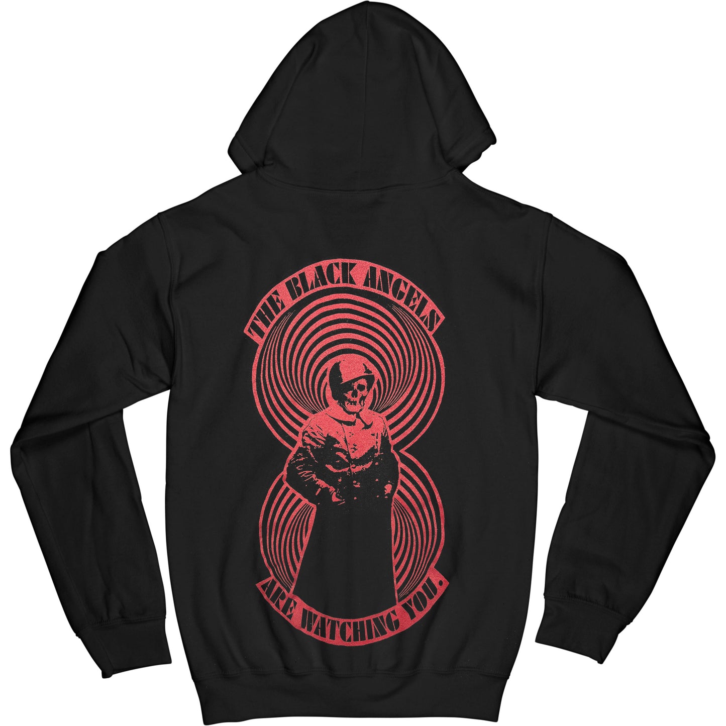 Black Angels Zippered Hooded Sweatshirt Back