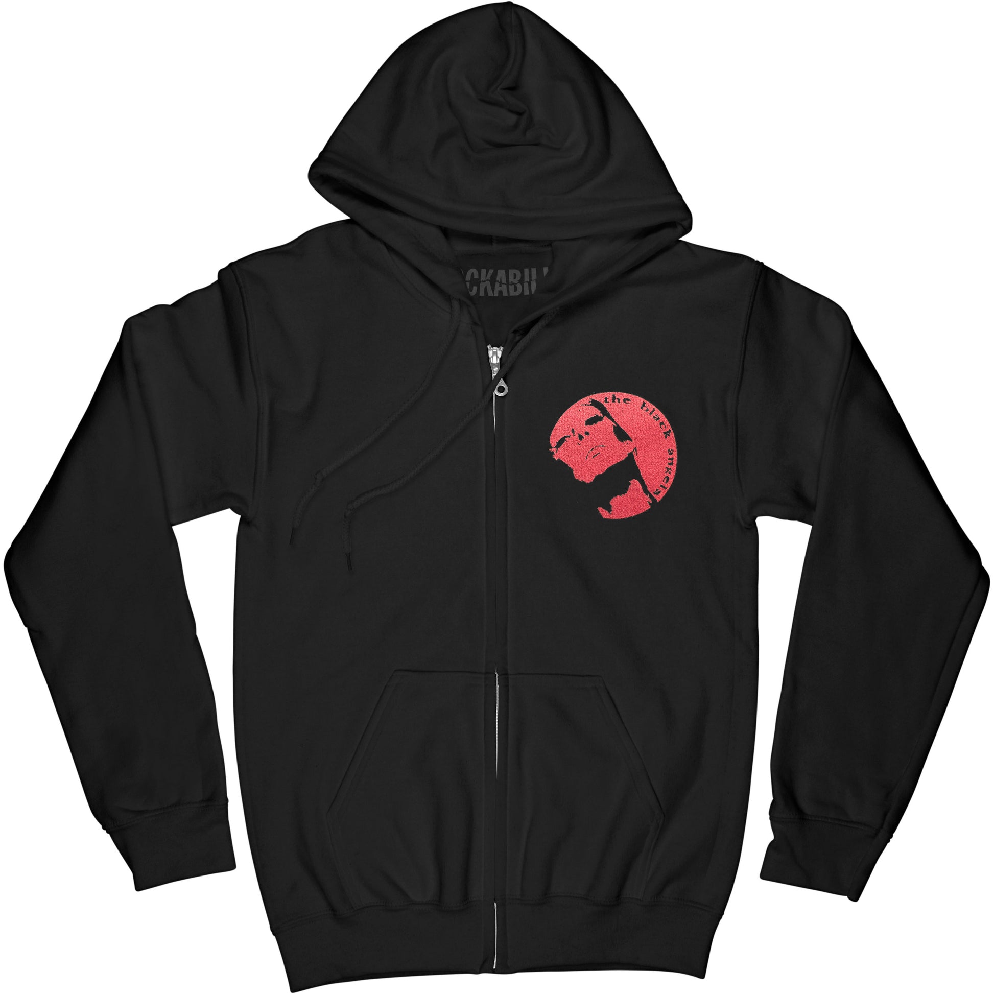 Black Angels Zippered Hooded Sweatshirt Front
