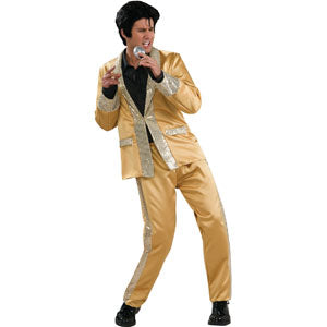 Gold Satin Suit Deluxe Adult Elvis Presley Costume Costume Front