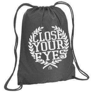 Close Your Eyes Crest Drawstring Backpack Front