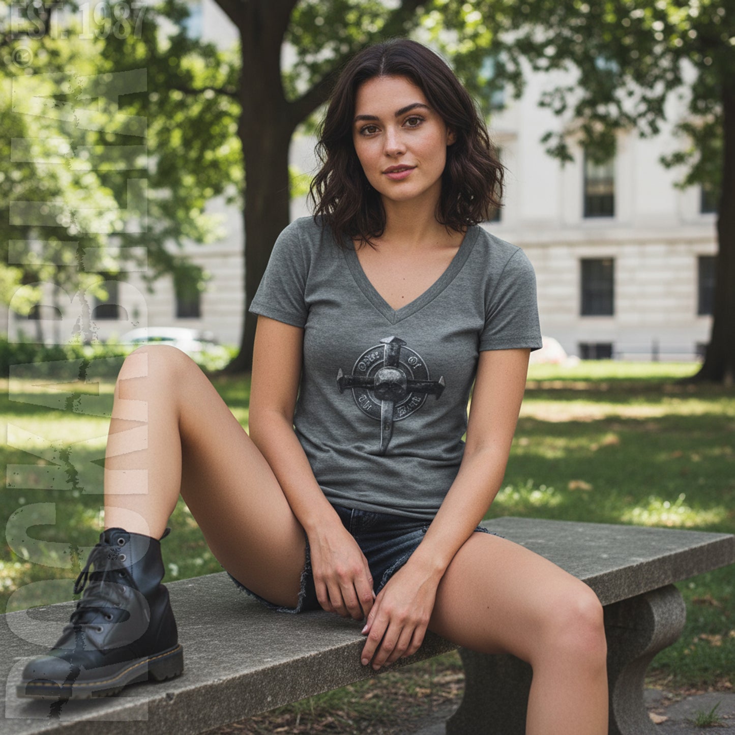 Cross Burnout Tee (Very Thin Fabric) V-Neck Tissue Junior Top