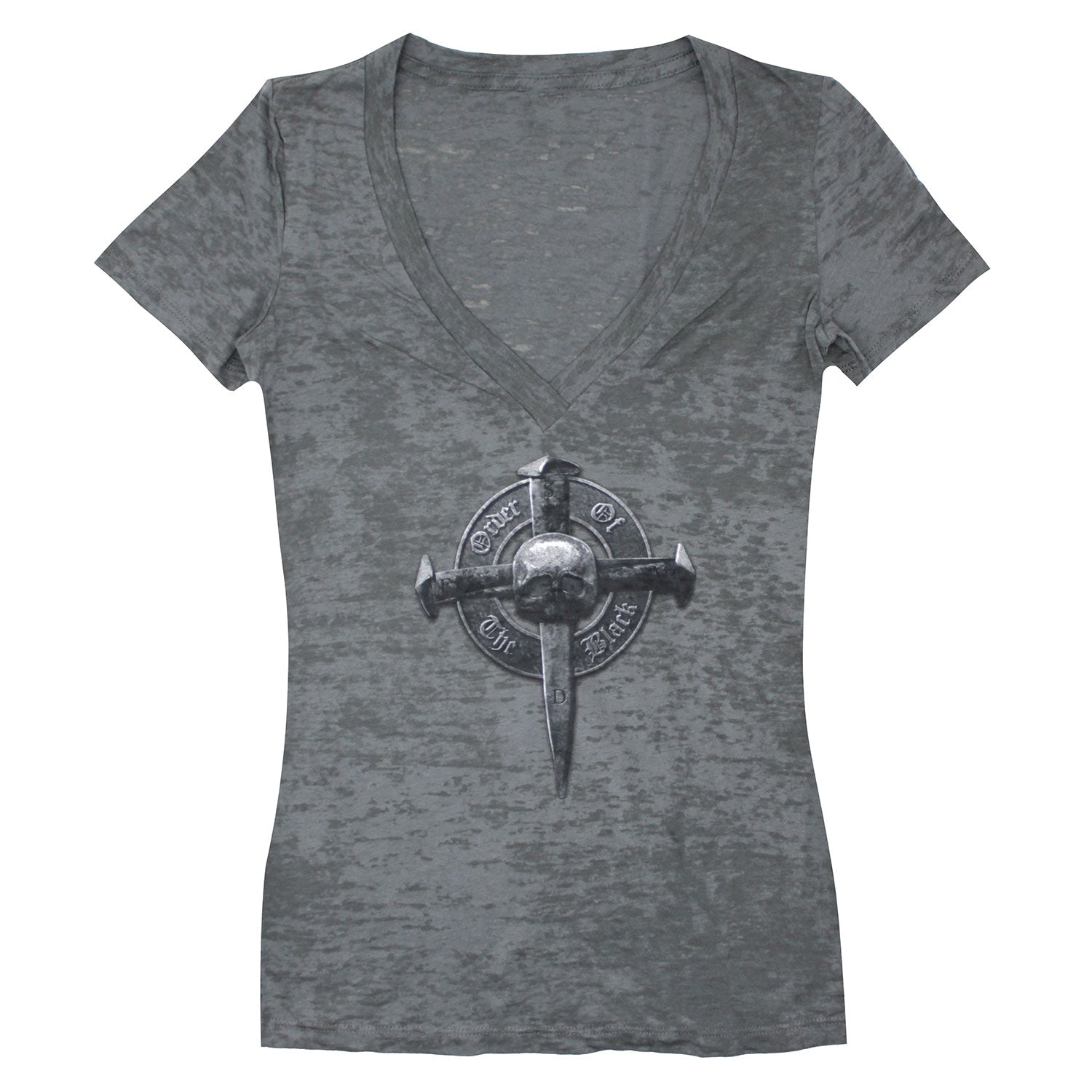 Cross Burnout Tee (Very Thin Fabric) V-Neck Tissue Junior Top