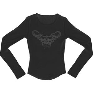 Danzig Tribal Skull Girls Jr Thermal Long Sleeve Front