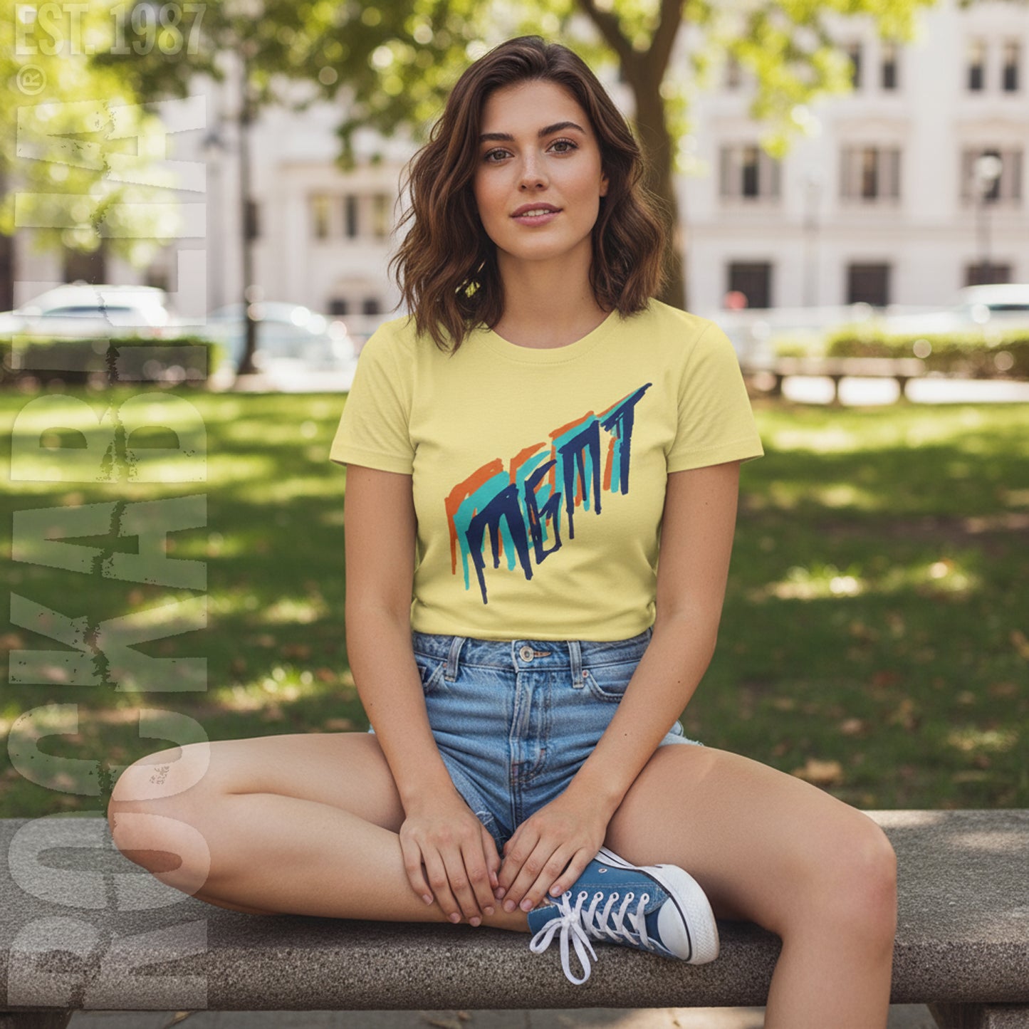 Girl's Tri-Color Scratch on Yellow Junior Top