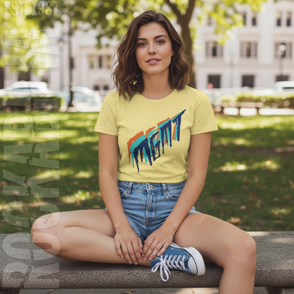 Girl's Tri-Color Scratch on Yellow Junior Top