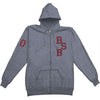 Red Logo Zippered Hooded Sweatshirt