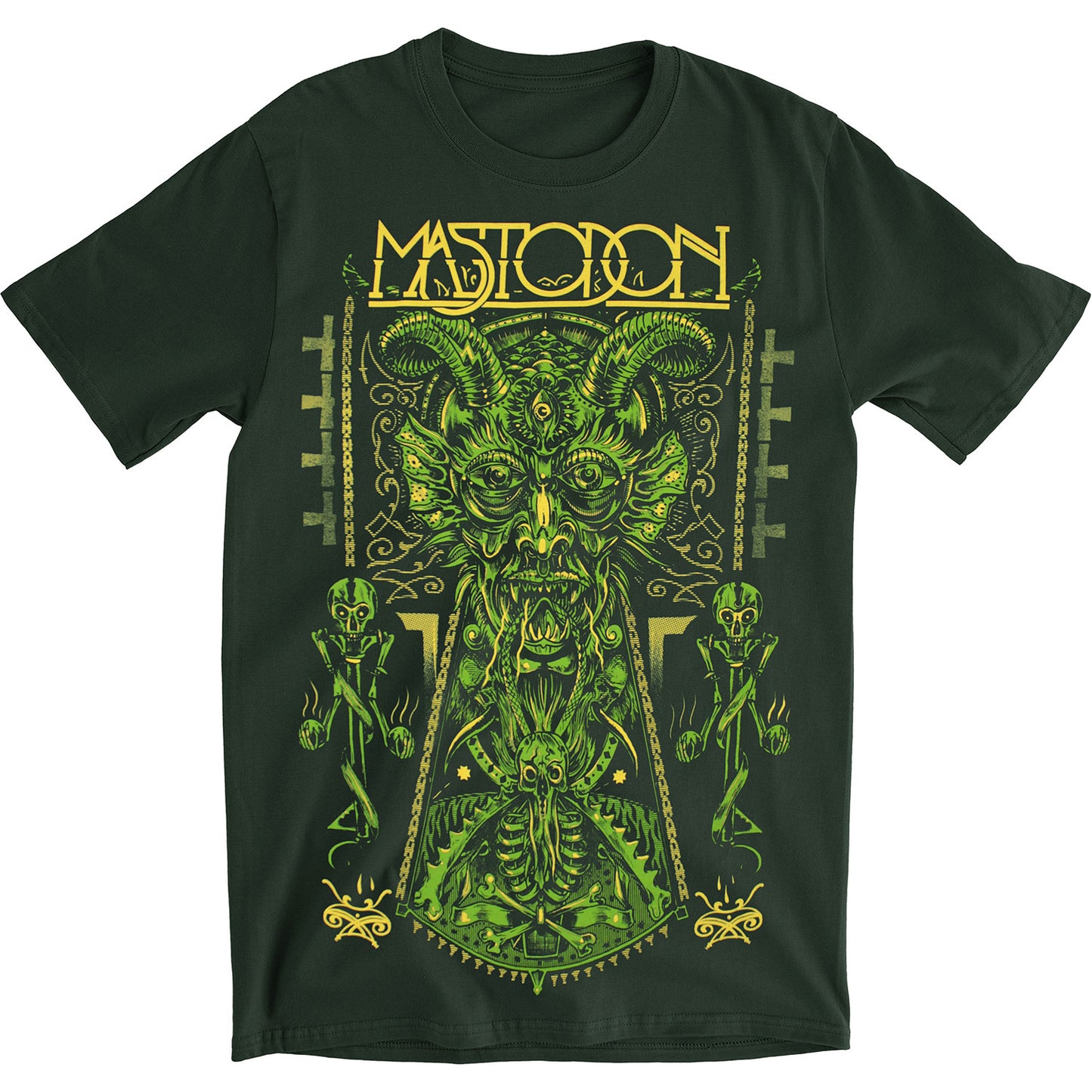 Mastodon Devil On Hunter Green T-shirt Front