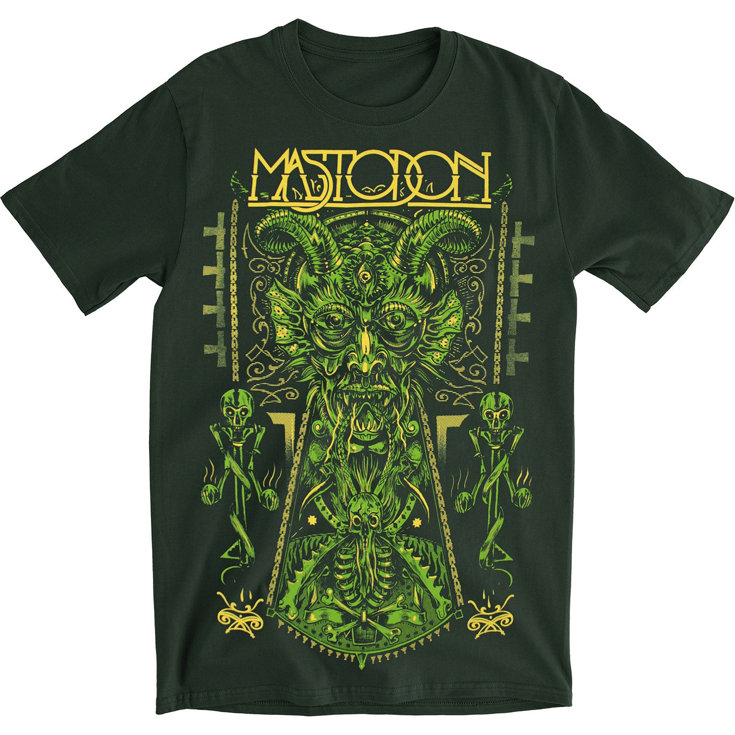 Mastodon Devil On Hunter Green T-shirt Front