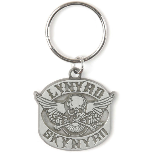 Lynyrd Skynyrd Skull Patch Metal Key Chain Front