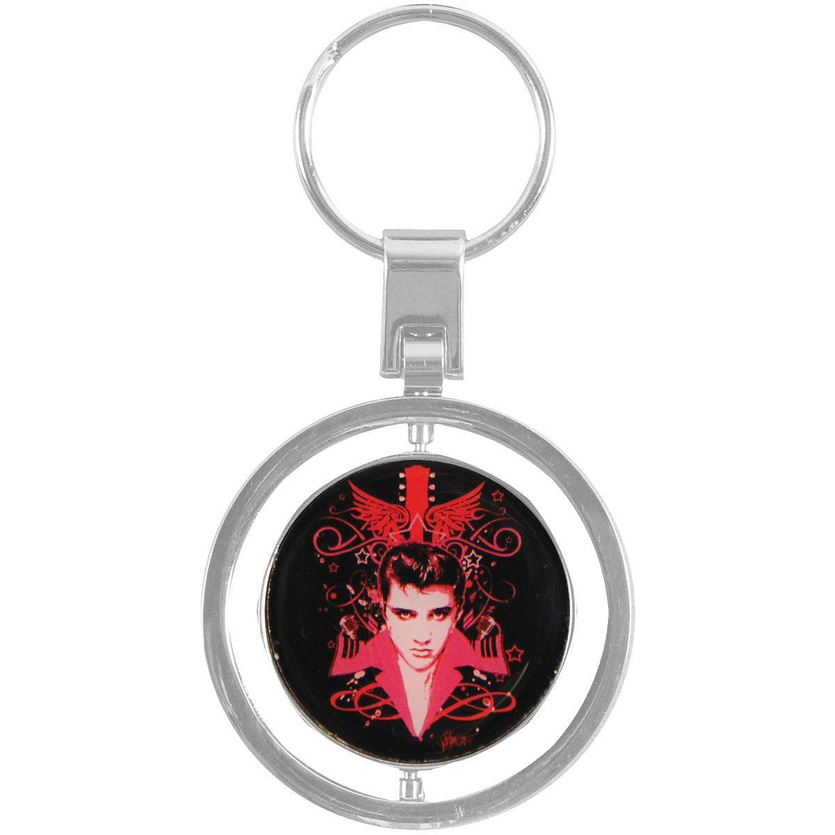 Elvis Presley Lets Face It Spinner Key Chain Front