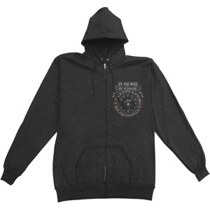 A Hero A Fake The Future Again Zippered Hooded Sweatshirt Front