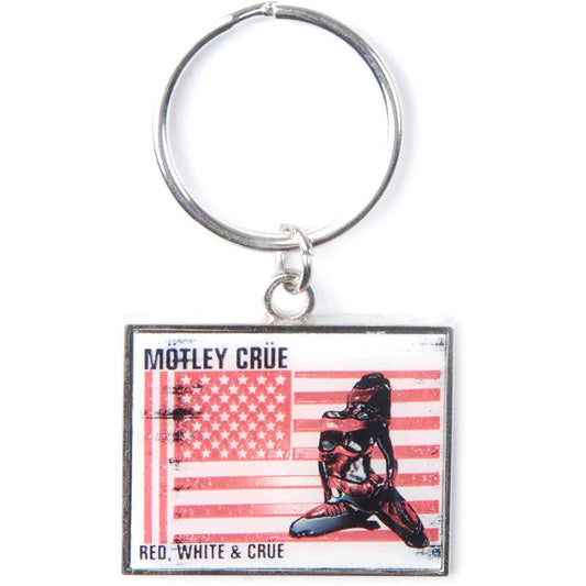 Motley Crue Red, White & Crue Metal Key Chain Front