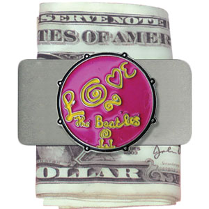 Beatles Love Drum Pink Money Clip Front