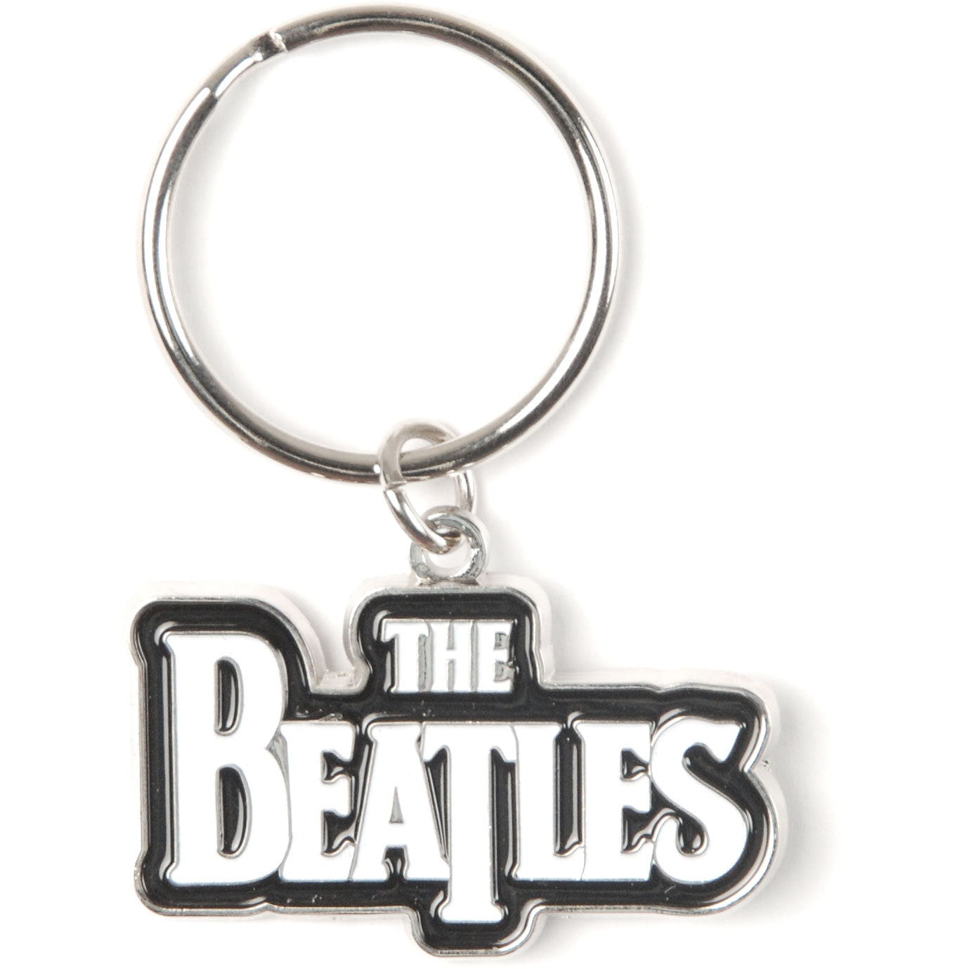 Beatles Drop T Logo (White) Metal Key Chain Front