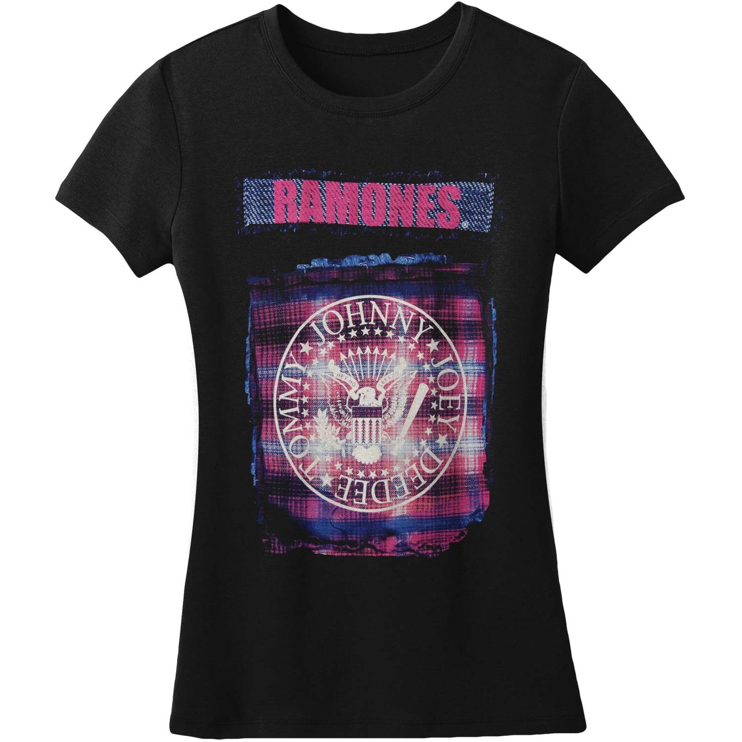 Ramones Bright Plaid Seal Junior Top Front