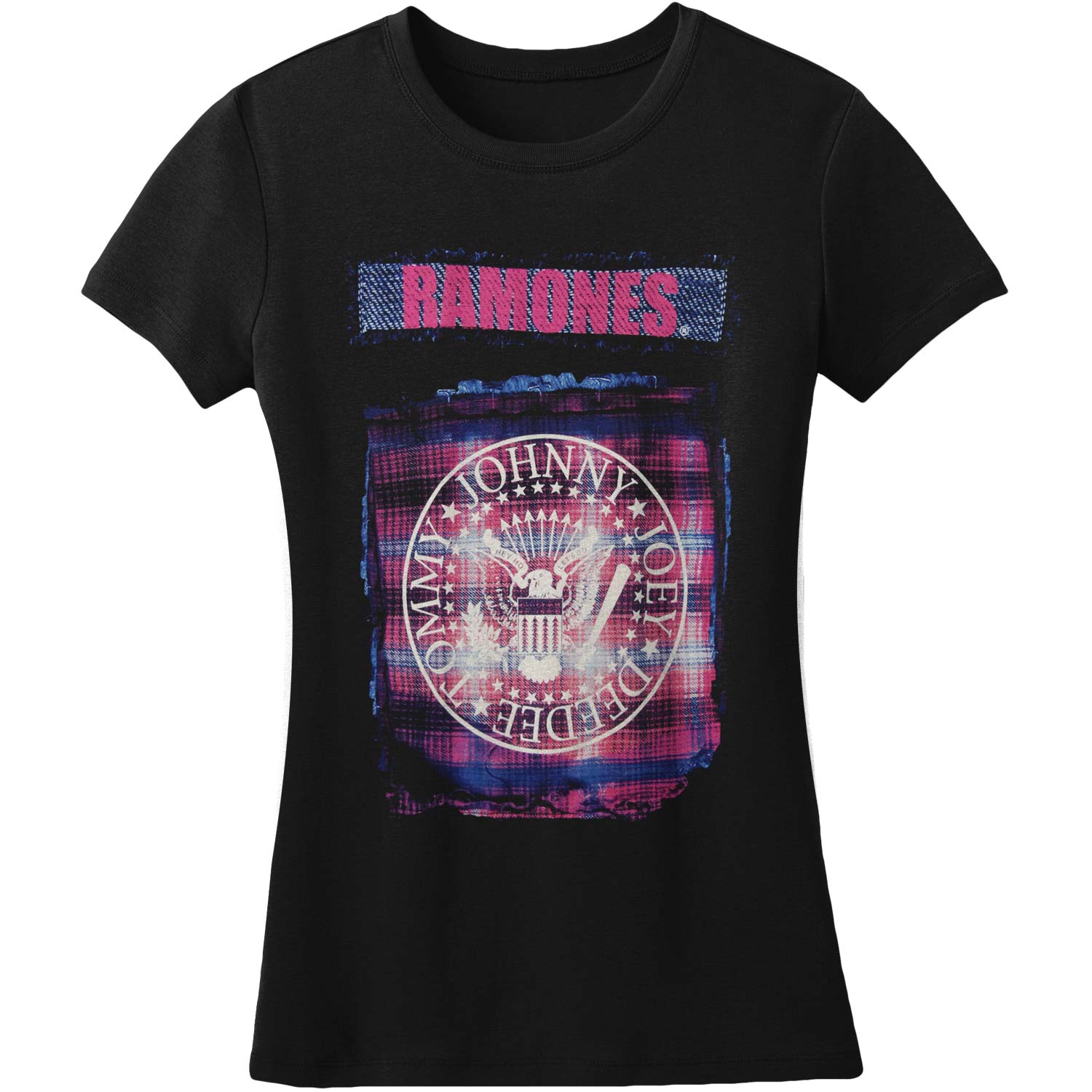 Ramones Bright Plaid Seal Junior Top Front