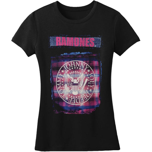 Ramones Bright Plaid Seal Junior Top Front