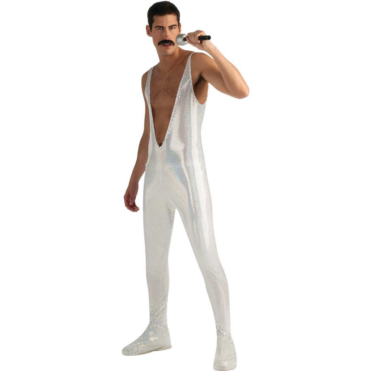 Queen Freddie Mercury Silver Sequin Jumpsuit Costume Front