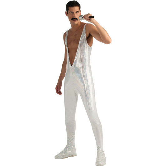 Queen Freddie Mercury Silver Sequin Jumpsuit Costume Front