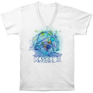 Headphones (Features V-Neck Collar) T-shirt