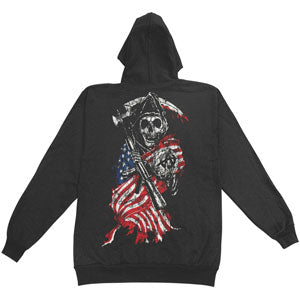 Sons Of Anarchy SOA Reaper Am Flag Hooded Sweatshirt Back