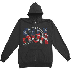Sons Of Anarchy SOA Reaper Am Flag Hooded Sweatshirt Front