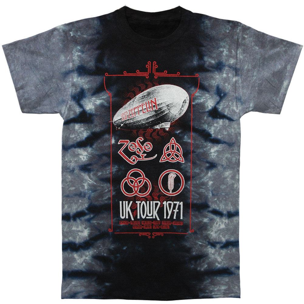 Led Zeppelin UK Tour 1971 Tie Dye T-shirt Front