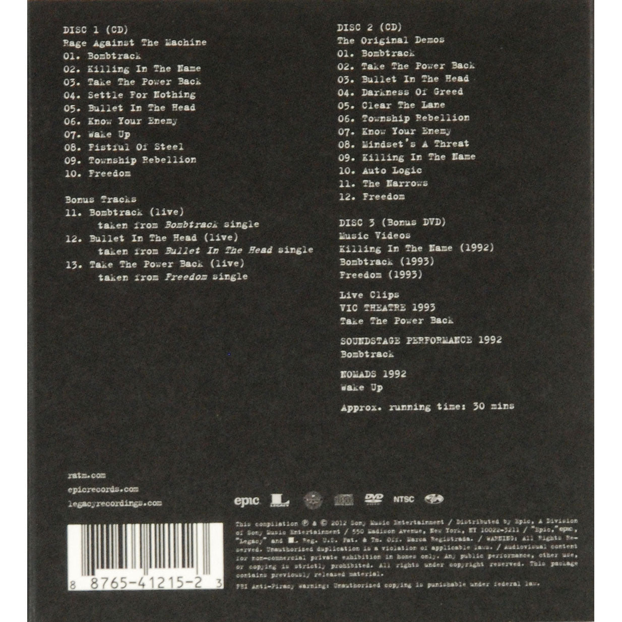 Rage Against The Machine DVD